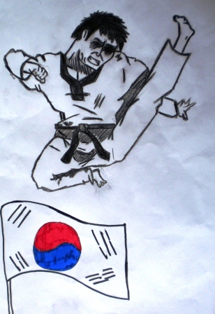 Disegno di un atleta di taekwondo realizzato da Alessandra Guastella